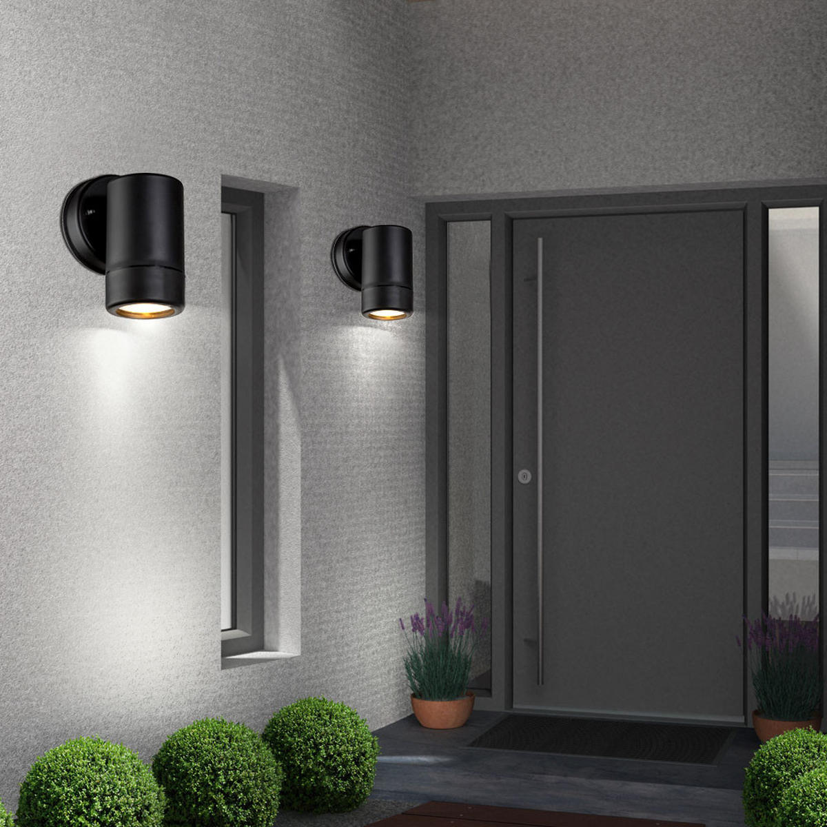 WAND Down Strahler Schwarz COTOPA - Schwarz, Kunststoff (8/12.2/8.6cm)