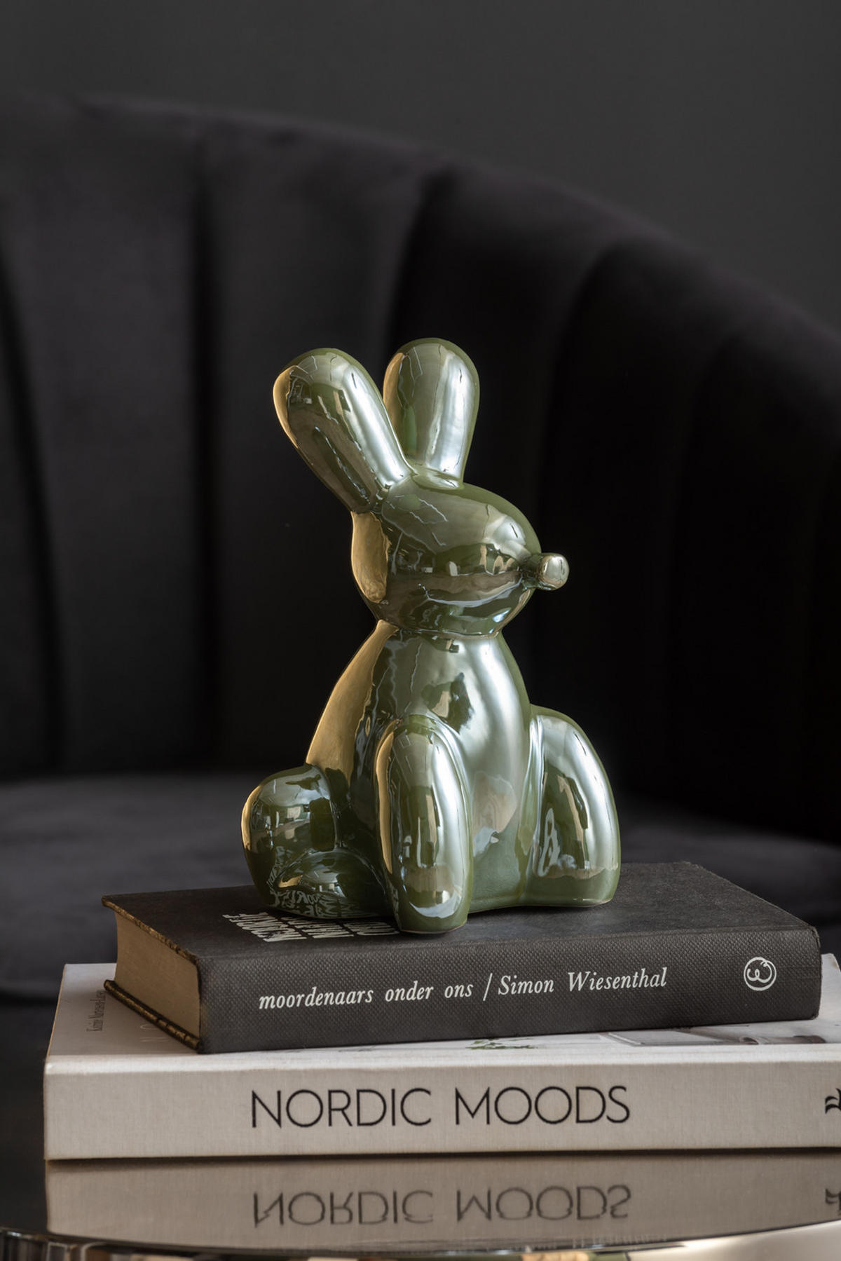 SKULPTUR Bunny Jungle Green 10/9/15 cm - Grün, Keramik (9/15/10cm) - Present Time
