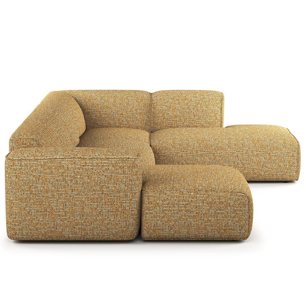 WOHNLANDSCHAFT mit Longchair - Schwarz/Honig, Kunststoff/Textil (325/71/235cm) - home24