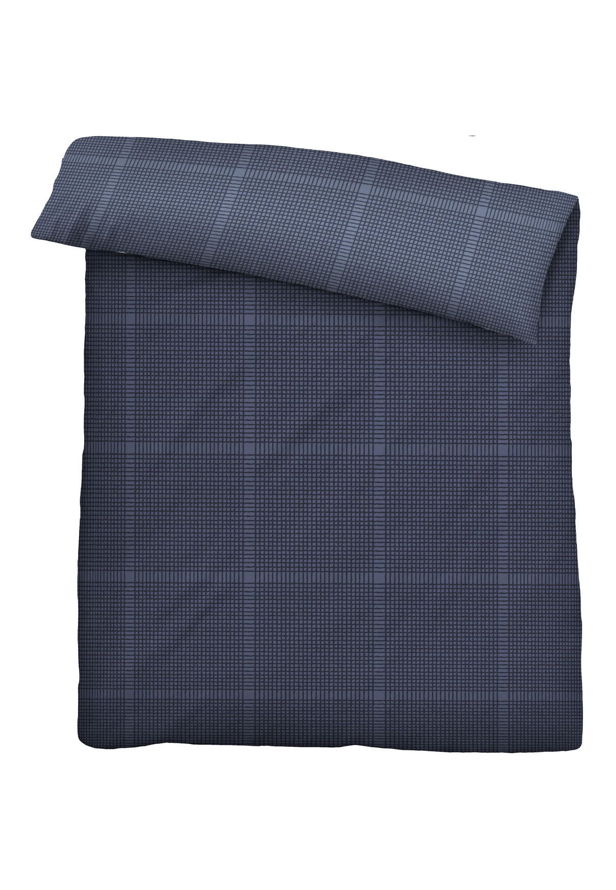 BETTWÄSCHE-GARNITUR Satin Karo marine, 135x200 cm + 80x80 cm - Dunkelblau, Textil (135/200cm) - biberna