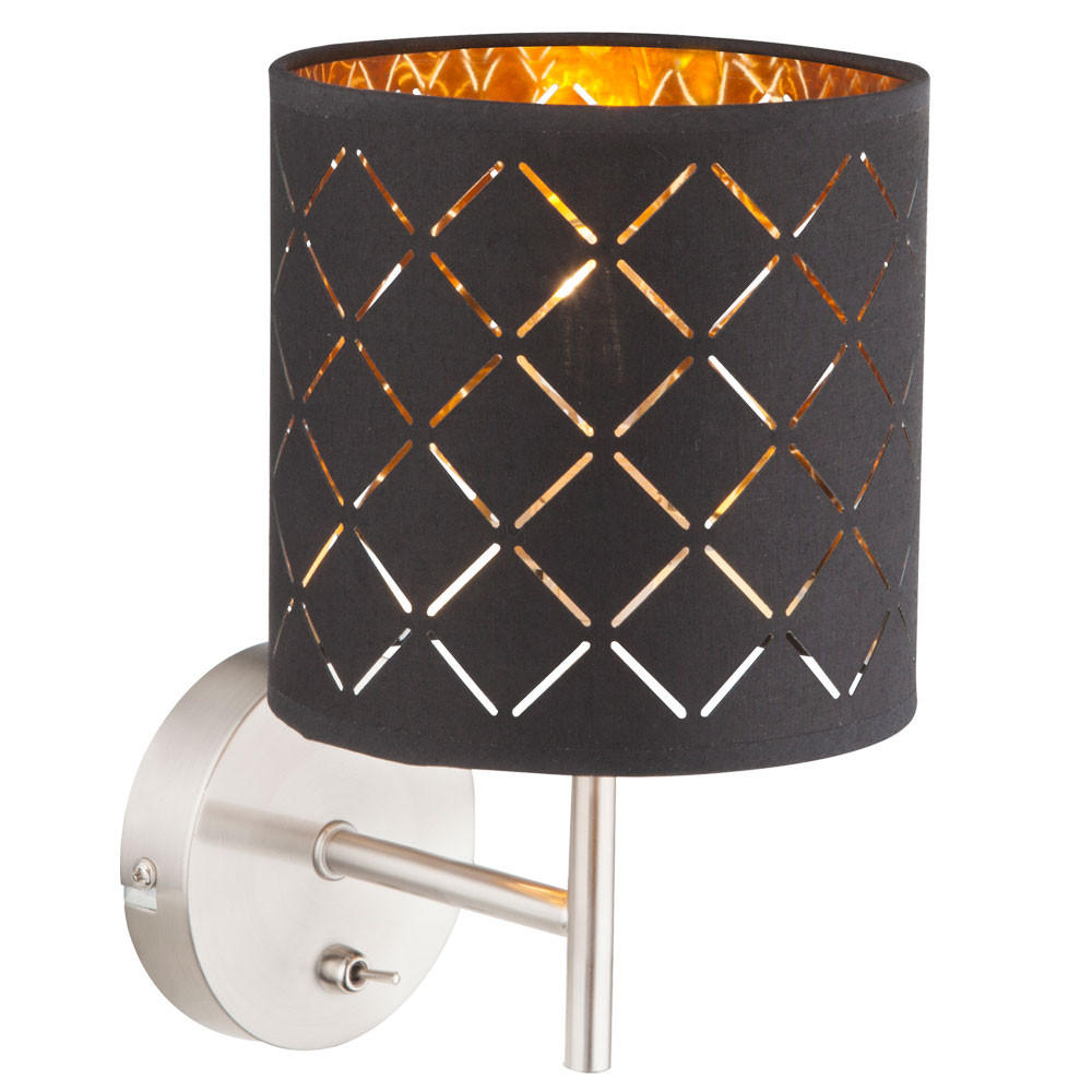 LED WANDLEUCHTE Clarke Textilschirm Schwarz - Schwarz, Metall (19/26/19cm) - Globo Lighting