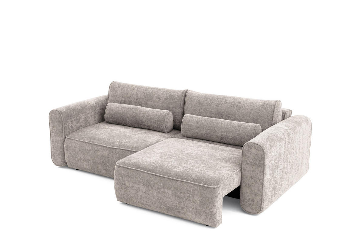 ECKSOFA Motion mit Schlaffunktion Funktional 3-sitzer Sofa - Hellgrau, Textil (250/120cm) - Muffo