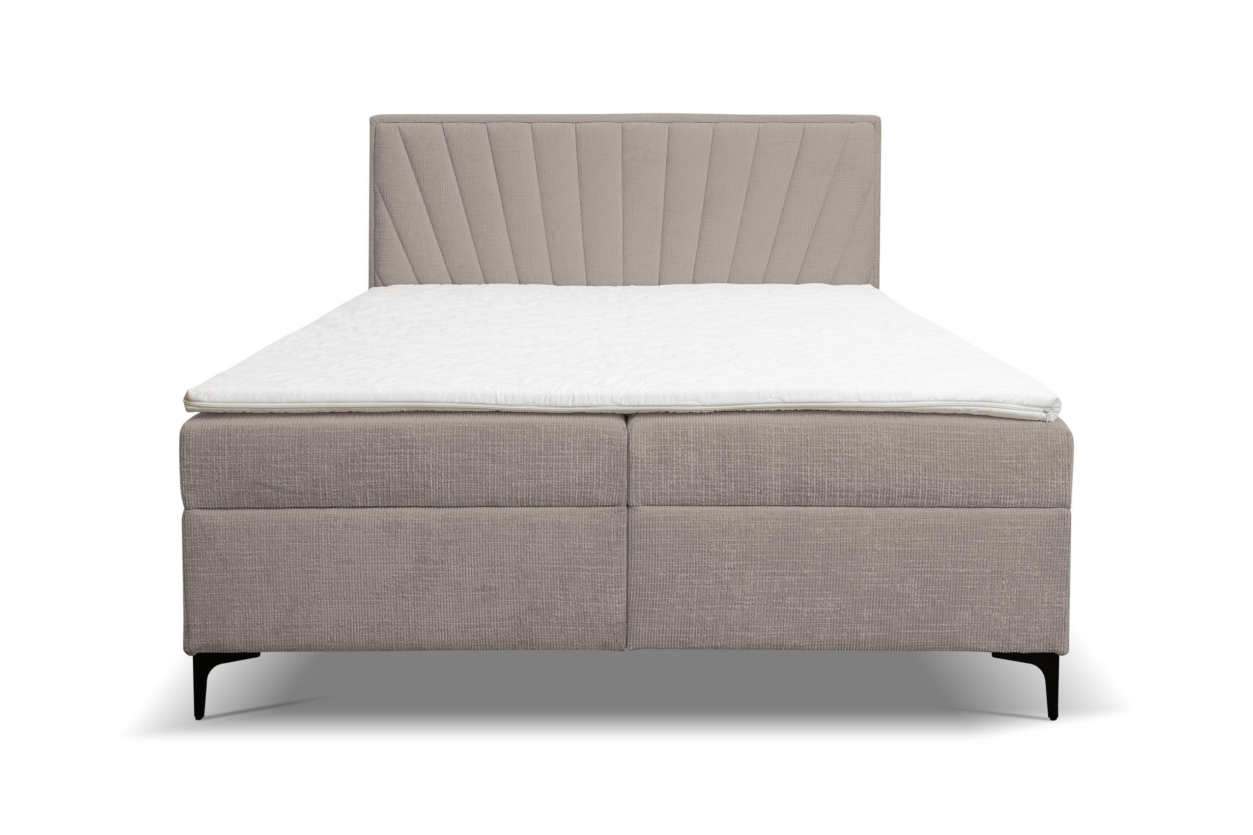 BOXBETT Cimone mit 2 Bettkästen, Maße: 140x200 cm, Farbe: Hellbraun, Velourstoff, mit Bonell-Matratze inkl. Topper - Hellbraun, Holz/Kunststoff (140/200cm) - VENASI MÖBEL