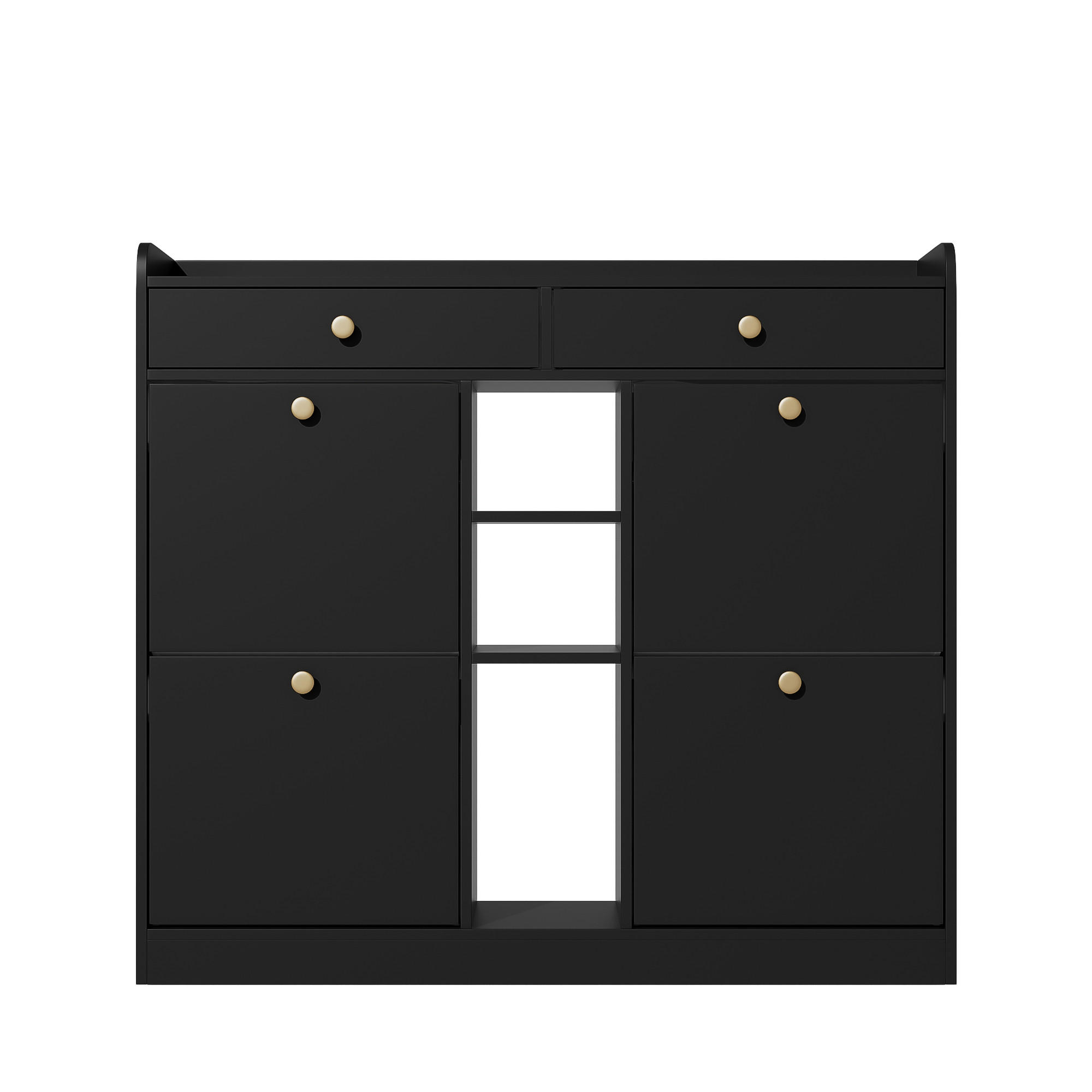 SCHUHSCHRANK Schwarz 110/26/100 cm - Schwarz, Holzwerkstoff (110/100/26cm) - PANGIVO