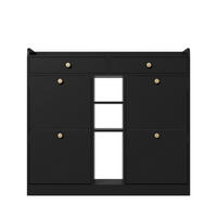 SCHUHSCHRANK Schwarz 110/26/100 cm - Schwarz, Holzwerkstoff (110/100/26cm) - PANGIVO