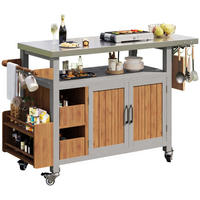 SERVIERWAGEN Massivholz/Edelstahl - Naturfarben, Metall (47/92/138cm) - ComfortXL