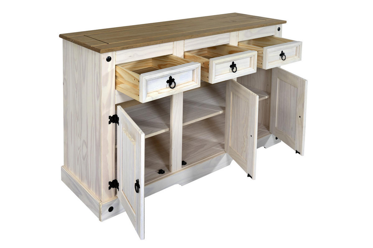 SIDEBOARD MEXICO - Kiefer Milford/Weiß, Holz (132/84/44cm) - SAM