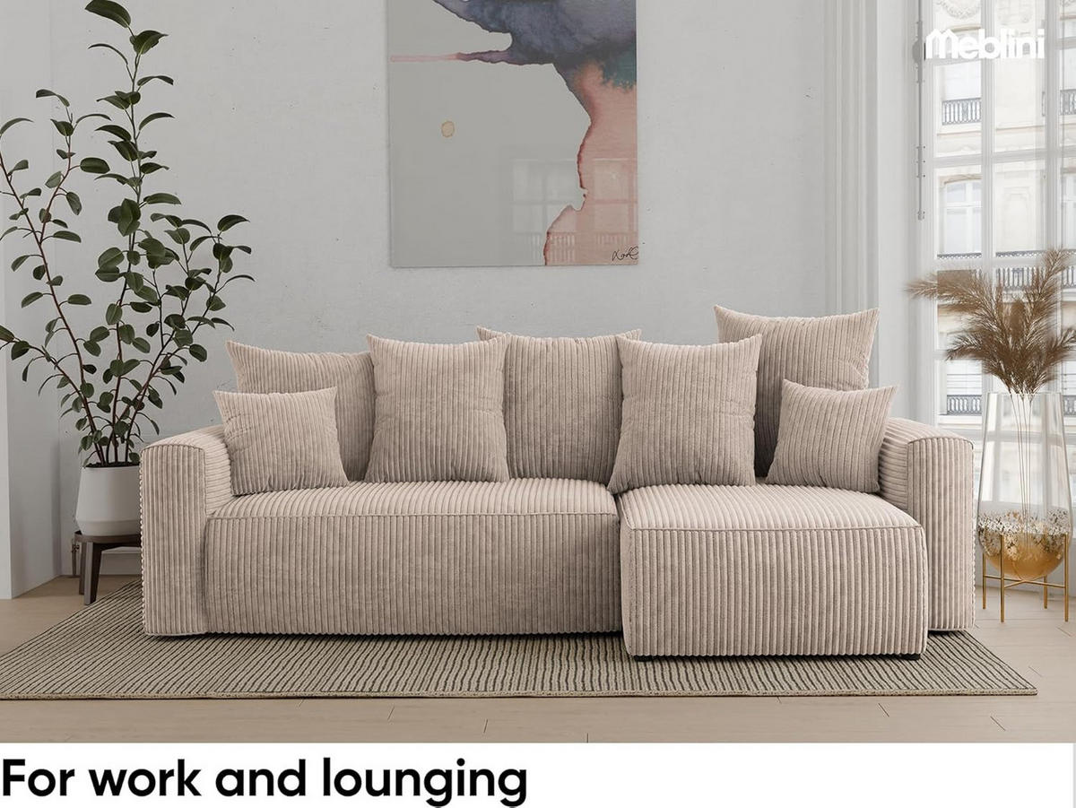 ECKSOFA SOLARIS L - Blau/Beige, Holzwerkstoff (238/142cm) - Meblini