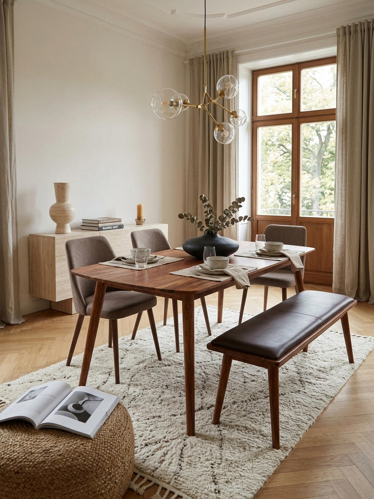 ESSZIMMERTISCH – Massivholz Braun abgerundete Ecken Landhausstil - Braun, Holz (60/120/77cm) - KADIMA DESIGN