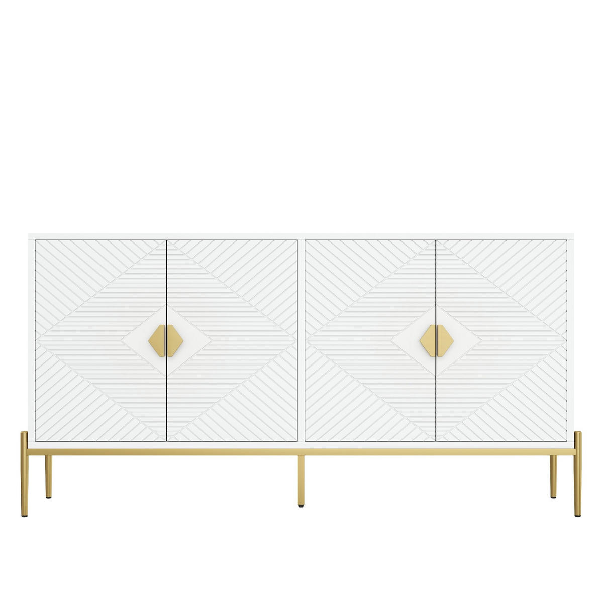 SIDEBOARD 162/40/80 cm aus MDF und Holzwerkstoff mit 3D-Fronten Weiß - Weiß, Holzwerkstoff (162/80/40cm) - Modenvie