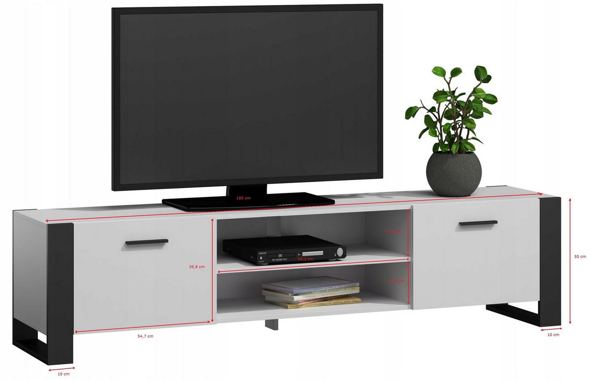 FERNSEHKOMMODE ALBA Weiß 185/43,6/50 cm - Weiß, Holzwerkstoff (185/50/43.6cm) - Matkam Möbel