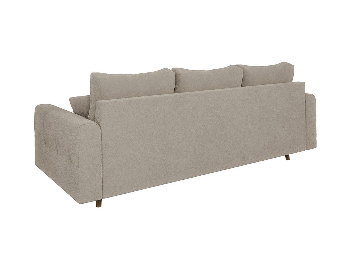 3-SITZER-SOFA Henrik Beige Boucle - Beige/Braun, Holz/Textil (210/81/93cm) - S-Style Möbel