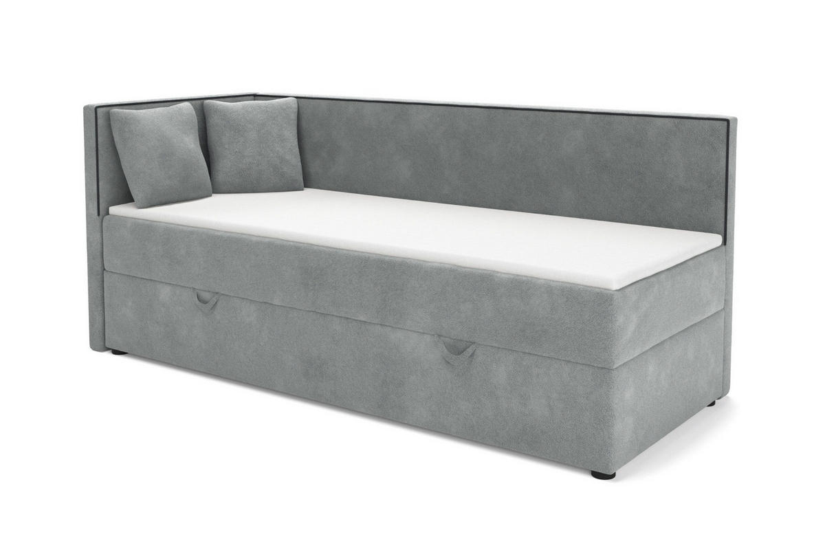 BOXBETT GINA 100/200 in Boucle Hellgrau H3 - Hellgrau, Holz/Holzwerkstoff (100/200cm) - Deine Möbel 24