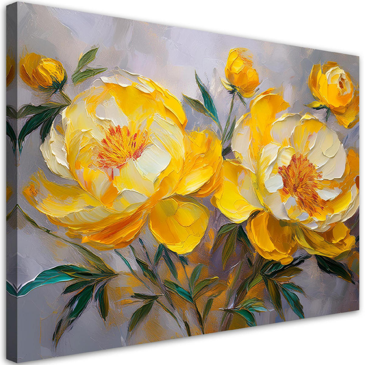 WANDBILD gelbe pfingstrose blume natur - Gelb, Textil (60/40cm) - Feeby