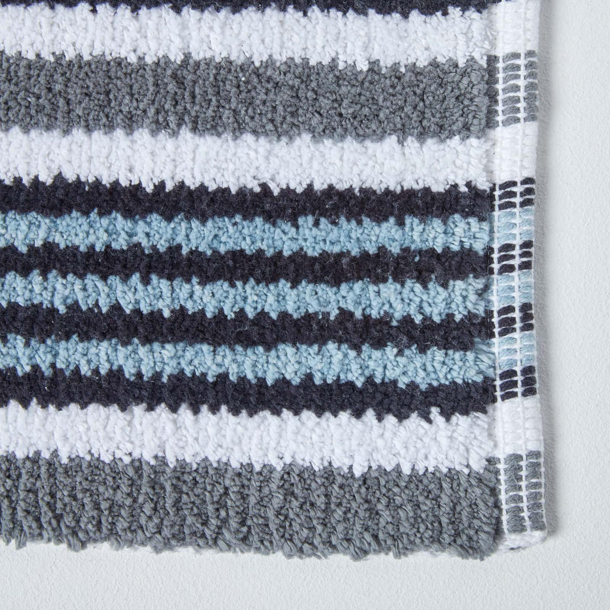 BADEMATTE 40/60 cm gestreift, Baumwolle - Grau, Textil (40/60cm) - Homescapes