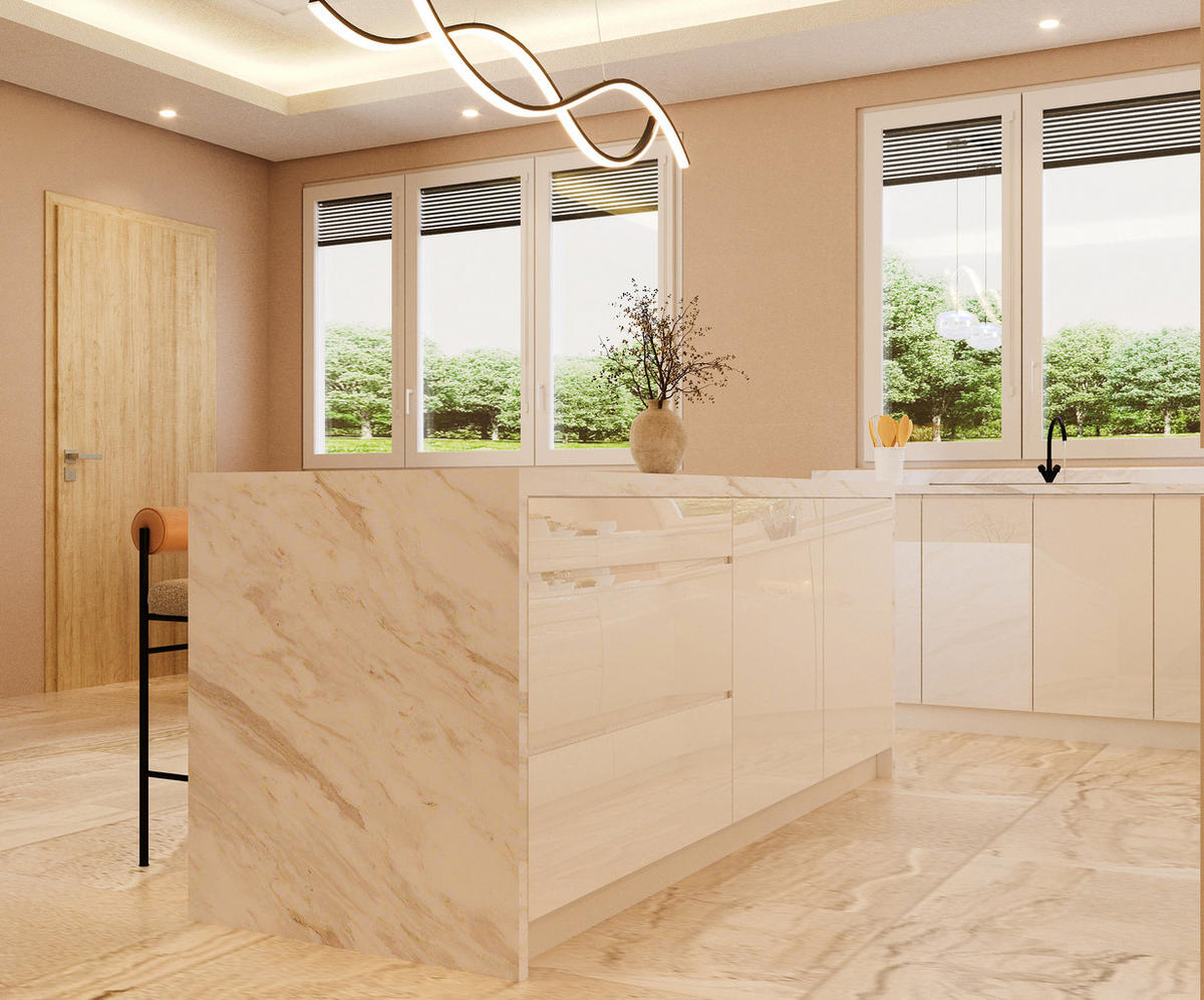 INSELKÜCHE-KÜCHENZEILE 420x220 cm Glanzia – KU-S17 – Weiß – Hochglanz - Weiß Hochglanz, Holzwerkstoff (420/212/220cm) - hi-markt