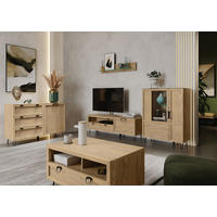 WOHNZIMMER-SET Limbo Eiche Artisan 5-teilig - Eiche Artisan/Braun, Holz/Metall (340/89/42cm) - Feldmann-Wohnen
