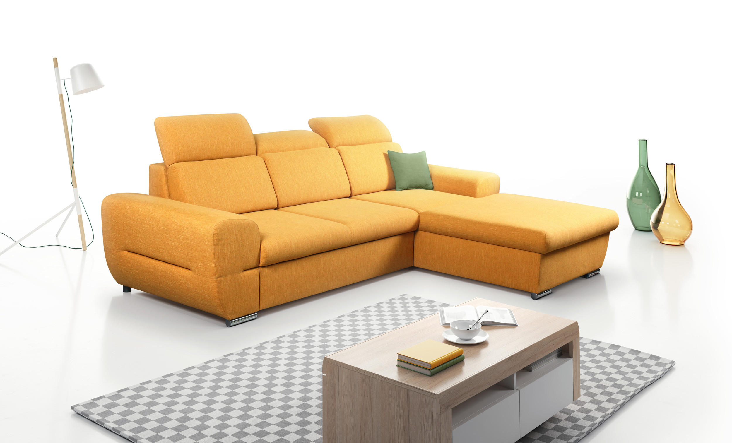 Thumbnail - Möblo Ecksofa, Dunkelgrün, Holzwerkstoff, 4-Sitzer, L-Form,L-Form, 281x183 cm, Wohnzimmer, Sofas & Couches, Wohnlandscha...