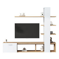 TV-WANDSCHRANK mit Regalen 180 x 33,5 x 151,5 cm Weiß/Wood - Weiß, Holzwerkstoff (33.5/151.5/180cm) - Beauniv