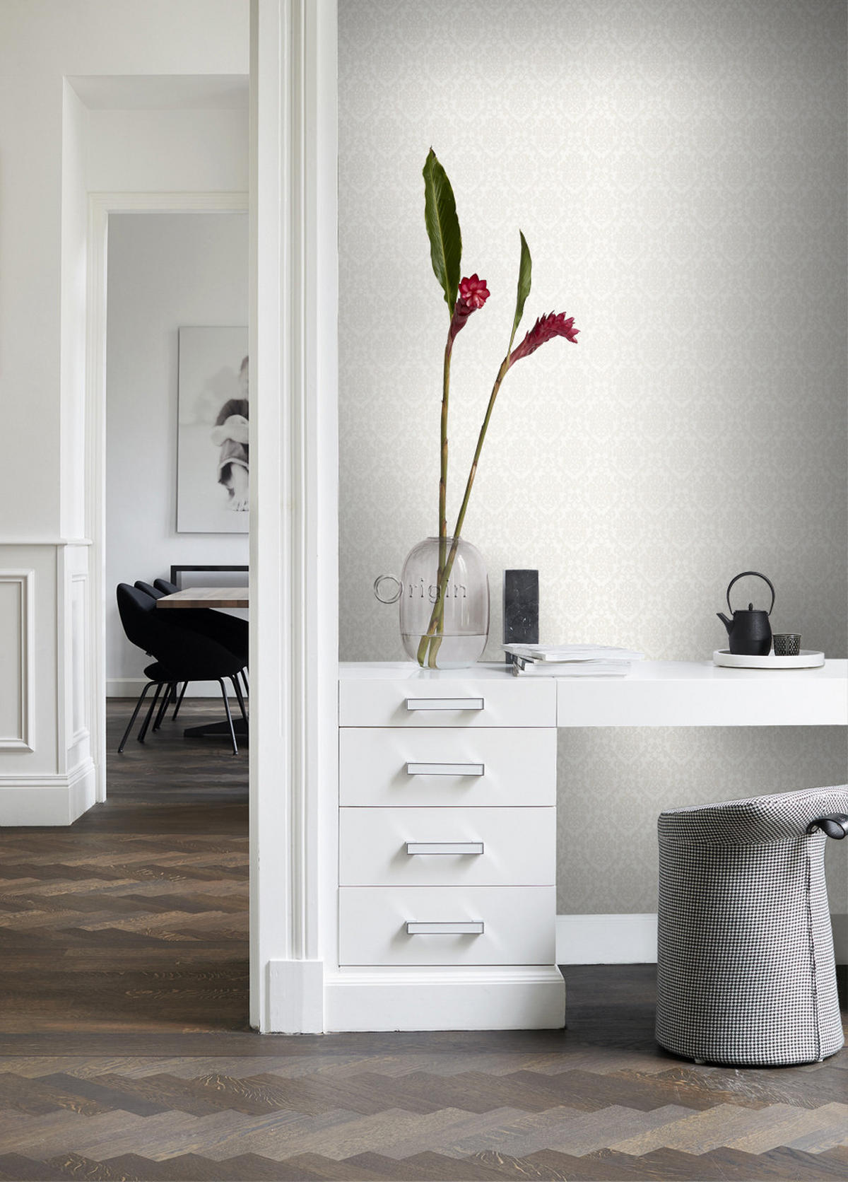 TAPETE Ornamente 53 cm x 10.05 m - Weiß, Papier (53/1000cm) - Origin Wallcoverings