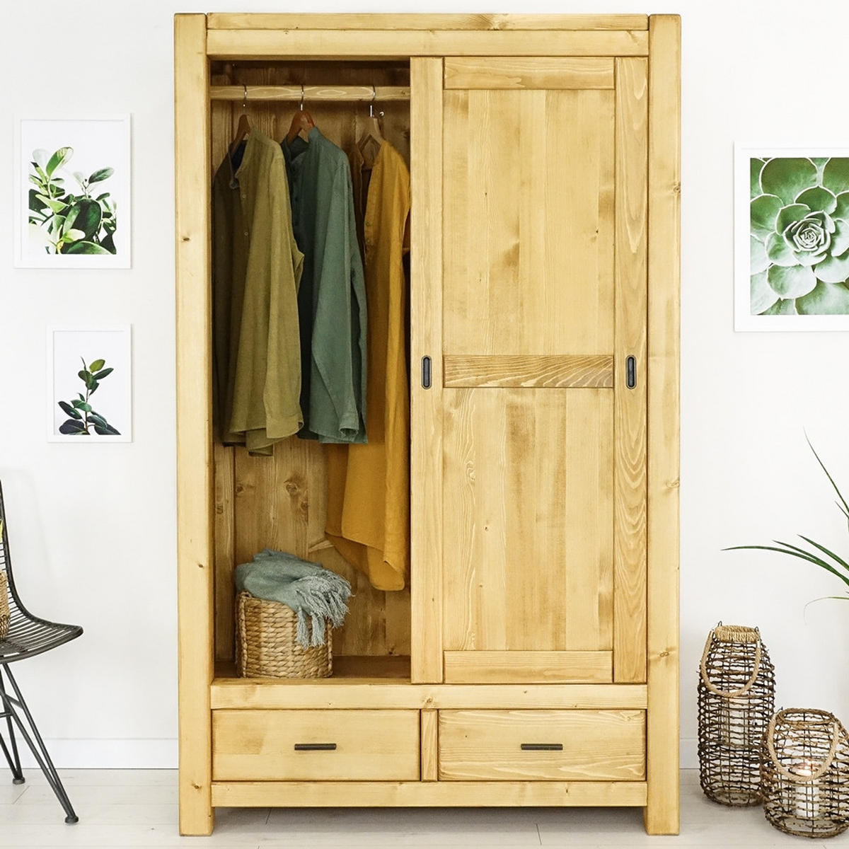 KLEIDERSCHRANK aus Massivholz Sara - Honig, Holz (125/200/55cm) - Seart