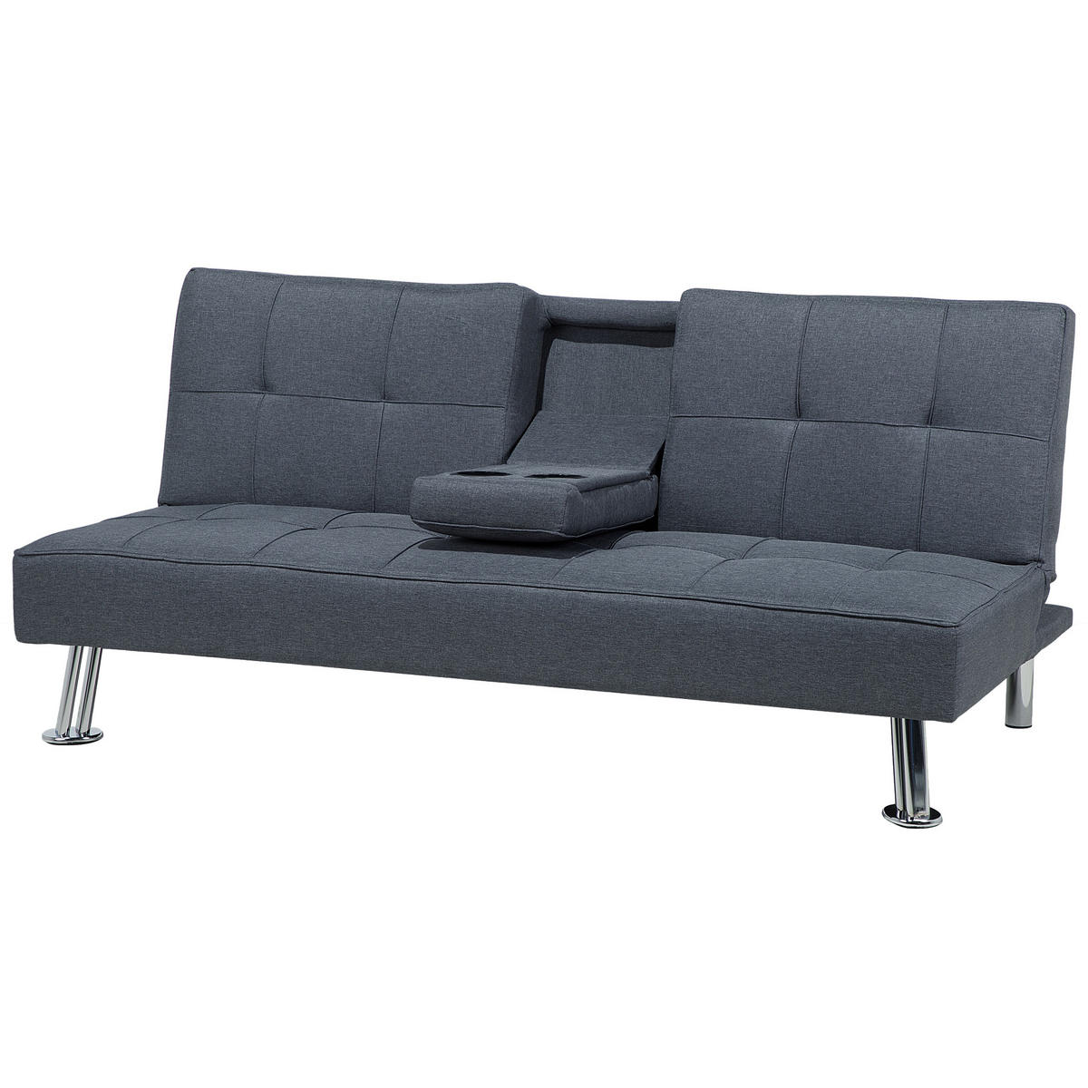 3-SITZER-SCHLAFSOFA Polyester Grau Roxen - Dunkelgrau, Textil (168/77/81cm) - Beliani