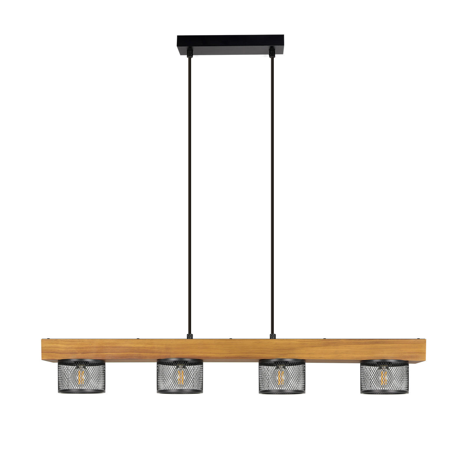PENDELLEUCHTE Torvik 82/10/150 cm - Schwarz/Braun, Holz/Metall (82/10/150cm) - ZMH