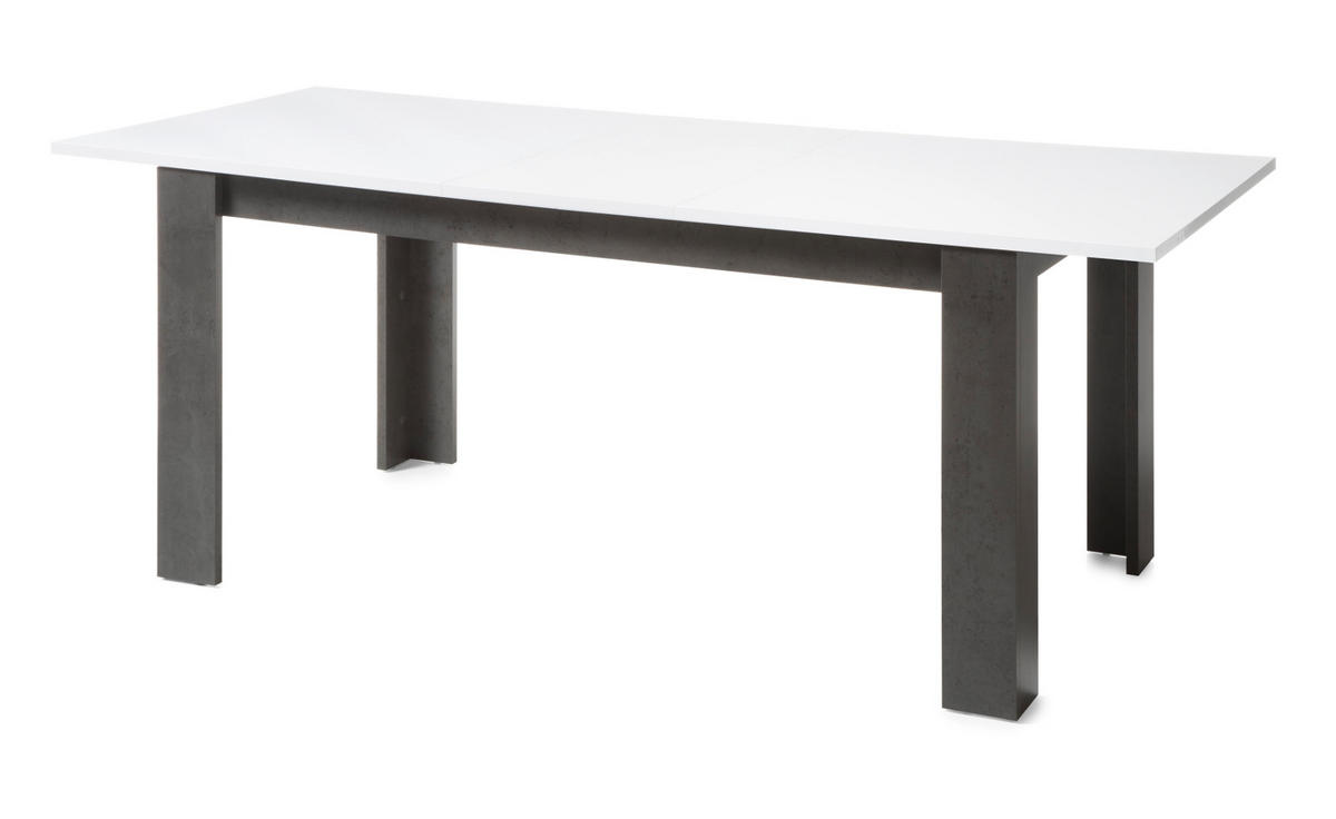 ESSTISCH weiß Hochglanz, grau Stone 158 - 200 cm, Küchentisch ausziehbar - Weiß Hochglanz/Grau, Holzwerkstoff (158/88/75cm) - Furn.Design