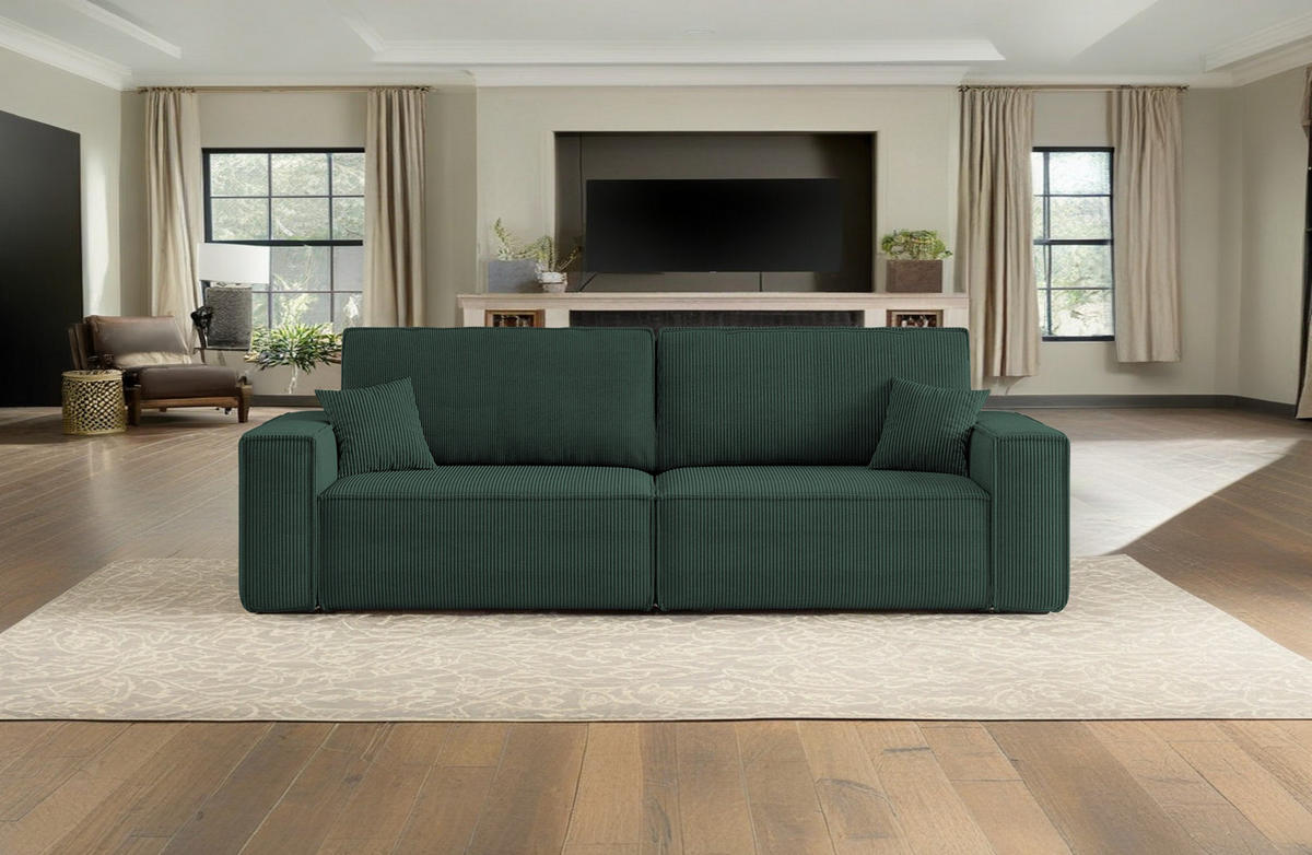 SCHLAFSOFA BEST und Bettkasten Stoff Poso Grün - Grün, Holz (246/83/98cm) - Kaiser Möbel