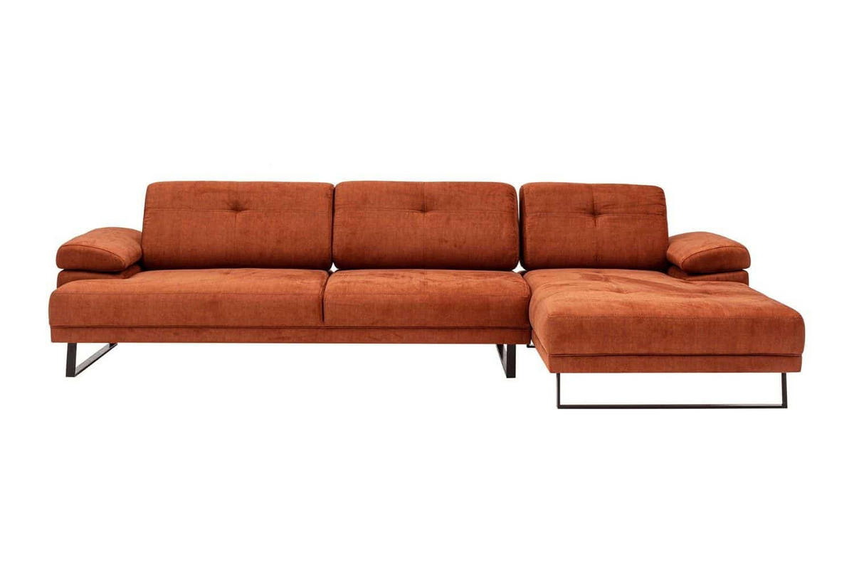ECKSOFA mit verstellbarer Rückenlehne - Anthrazit/Schwarz, Textil/Metall (174/314cm) - myHomelando