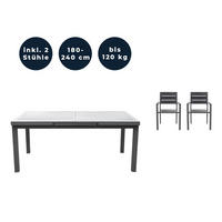 SITZGRUPPE CALIDO MADERA - 3 tlg. - Anthrazit, Metall - Home Deluxe