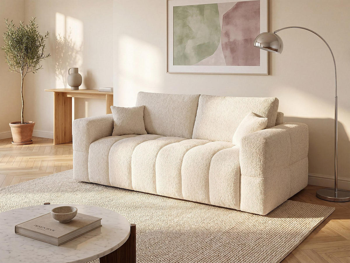 SCHLAFSOFA - 3 Personen - stoff - gebrochenes weiß Issoro - Weiß, Textil (215/90/105cm) - Vente-Unique