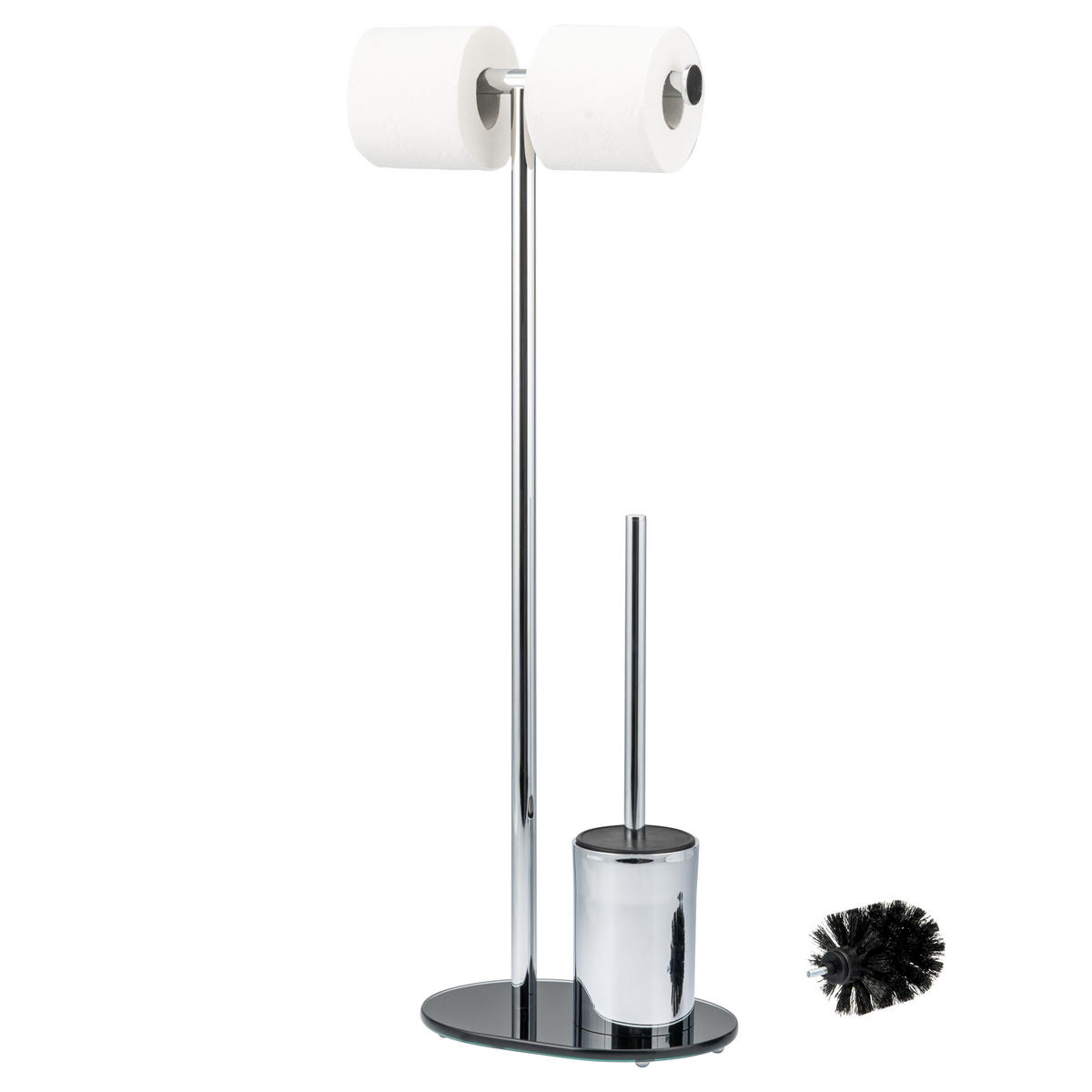 STAND-WC-GARNITUR, schwarz, Edelstahl - Schwarz, Metall (28.5/72.5/12cm) - bremermann