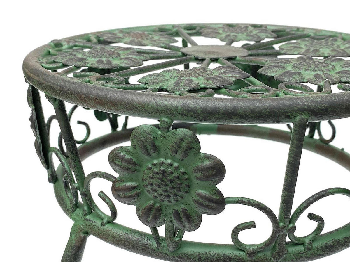 BLUMENHOCKER rund Metall Grün antik 26/26/50 cm - Grün, Metall (26/50/26cm) - DanDiBo