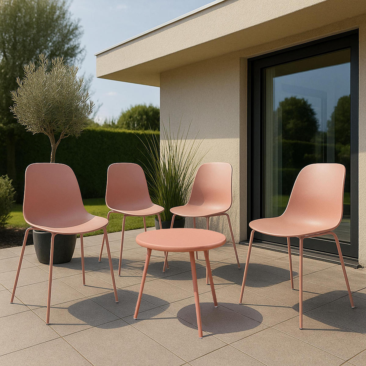GARTENSITZGRUPPE Kunststoff Pink - Pink, Kunststoff - CLP
