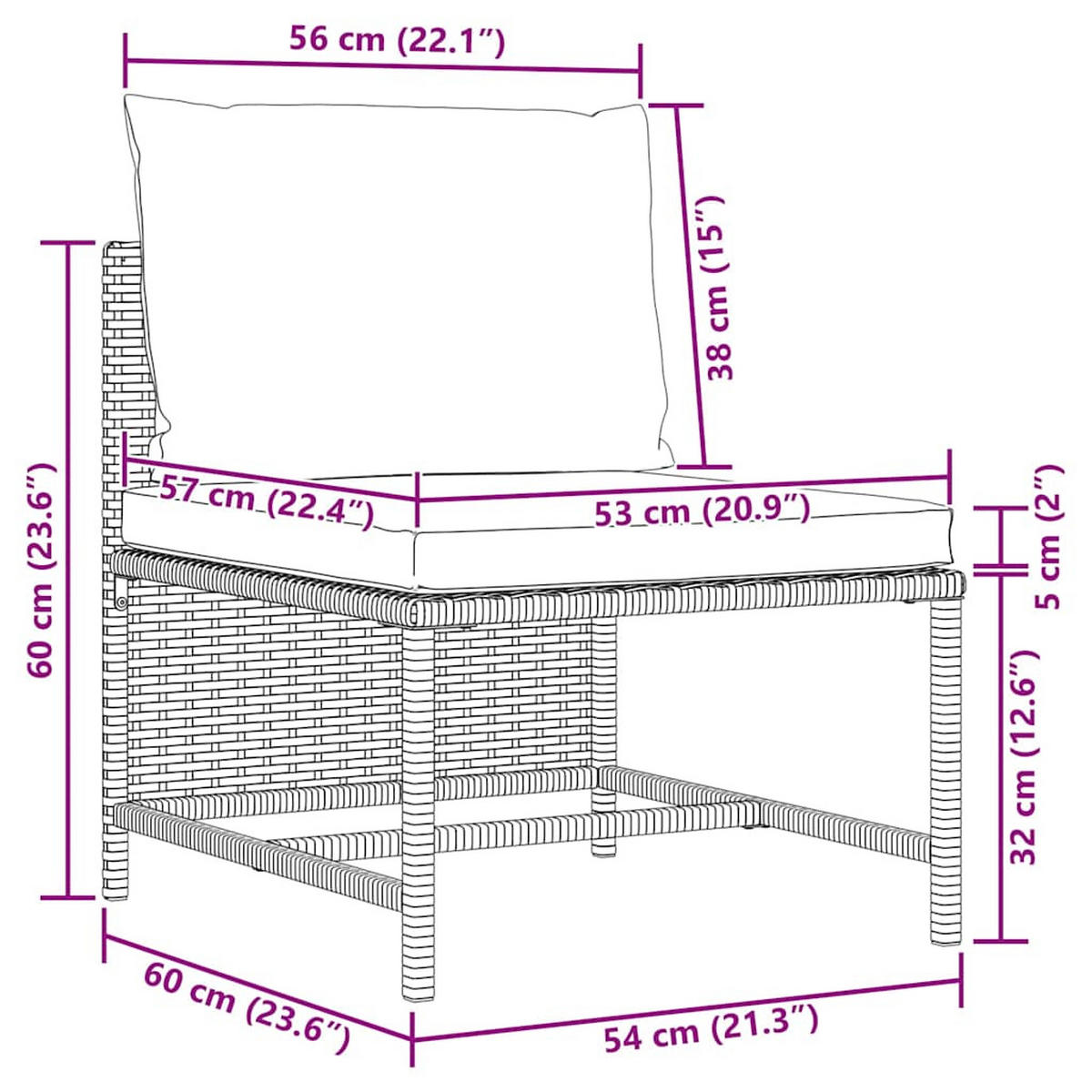GARTEN-SOFAGARNITUR 2-TLG. Mit Auflagen Poly Rattan Grau - Grau, Kunststoff (60/60/54cm) - vidaXL