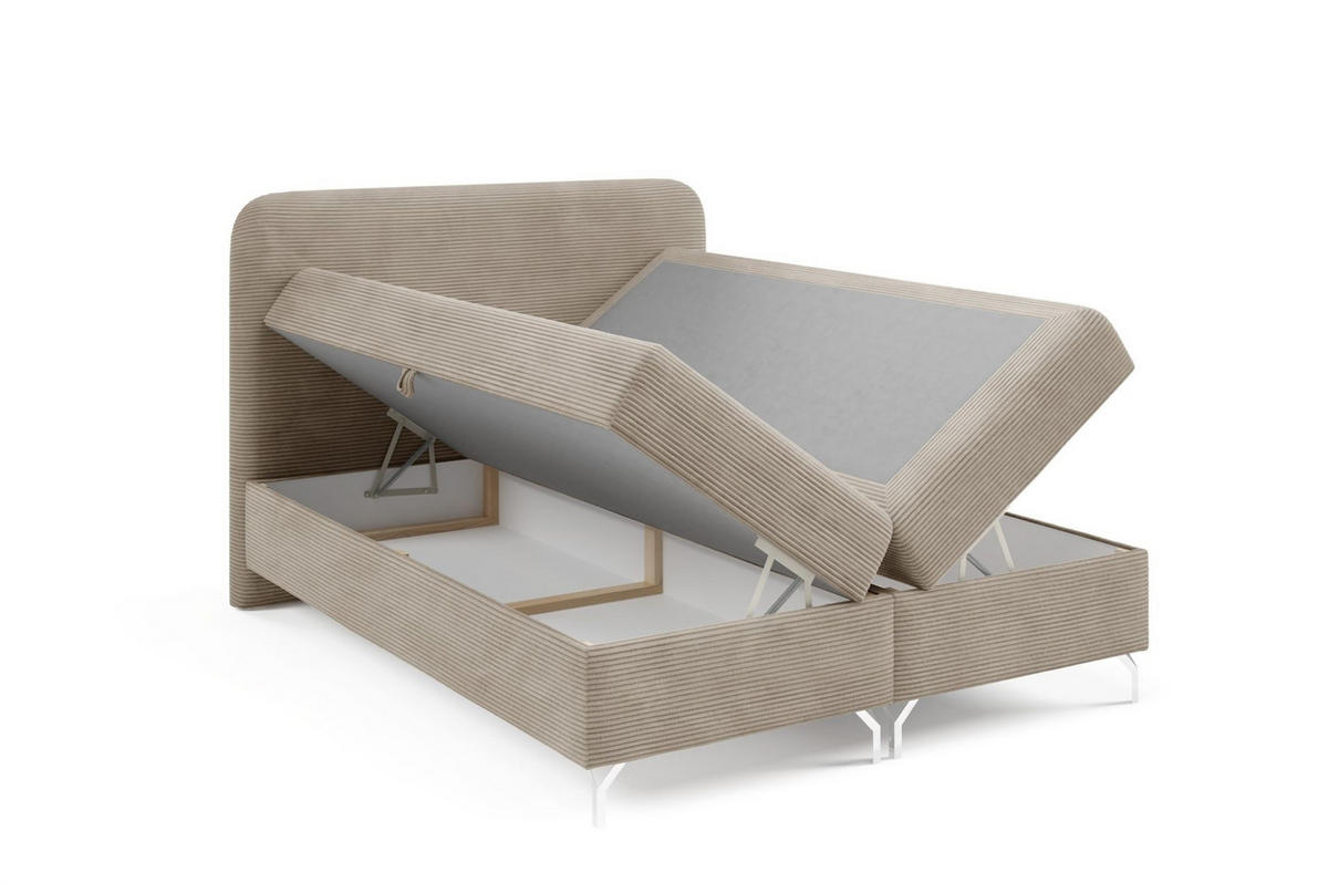 BOXBETT Emilio - Beige, Holzwerkstoff/Textil (140/200cm) - Fun Möbel