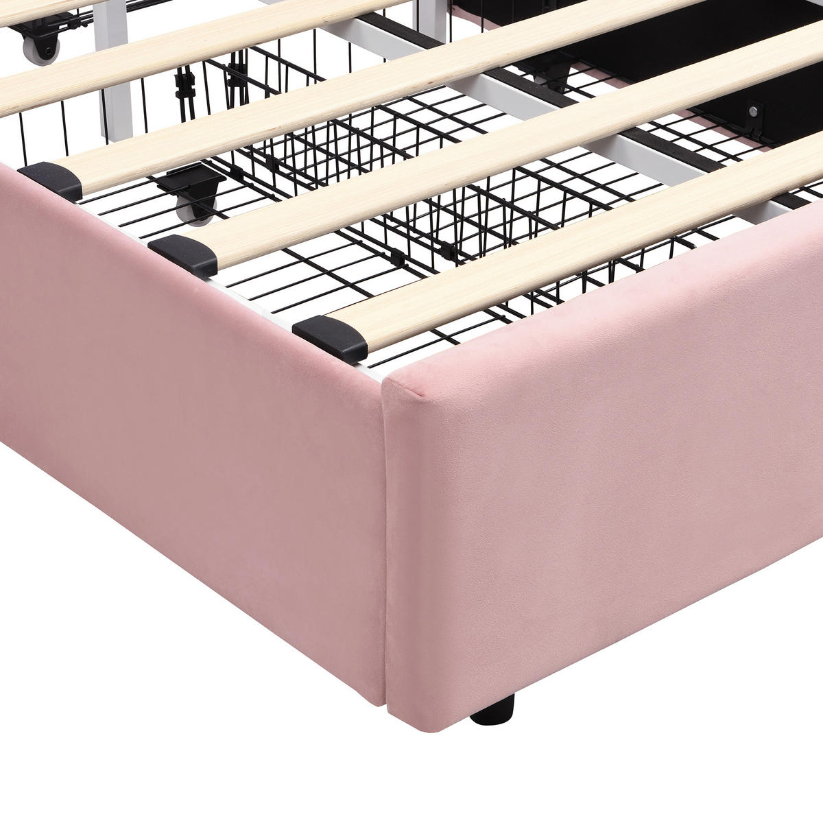 STAURAUMBETT 90/200 cm mit 4 Schubladen und LED, DE-41736, in Rosa - Pink, Holzwerkstoff (90/200cm) - ComfortXL