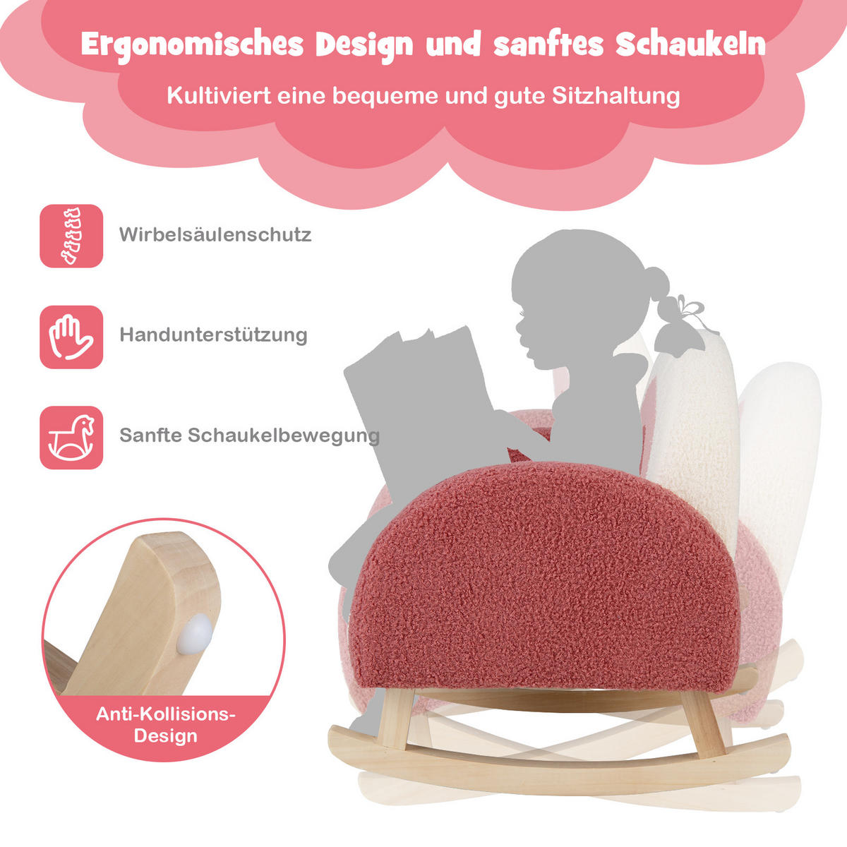 KINDERSOFA 51cm Rot - Rot, Textil (49/51/51cm) - COSTWAY