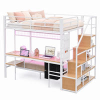 HOCHBETT mit Schreibtisch 140x200/90x200 cm Metall/MDF Weiß - Weiß, Metall (140/200cm) - Meubliv
