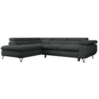ECKSOFA PEDRO L Dunkelgrau Struktur - Links Seite - Dunkelgrau/Schwarz, Textil/Metall (208/273cm) - MKS