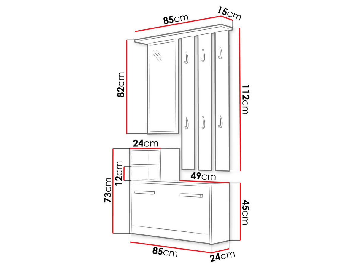 GARDEROBE Kolom - Weiß, Holzwerkstoff (85/180/24cm) - MIRJAN24