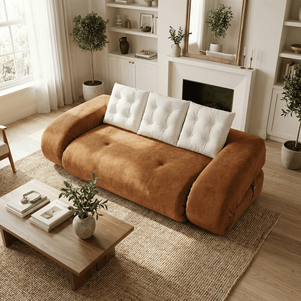 SCHLAFSOFA Okoa 2-Sitzer - Orange Weiß - Orange, Textil (160/60/120cm) - COCO Living