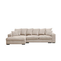 ECKSOFA Mit Schlaffunktion Und Bettkasten Couch L-form Gabon Stoff Zoom Creme Links - Creme, Holz (155/285cm) - Kaiser Möbel