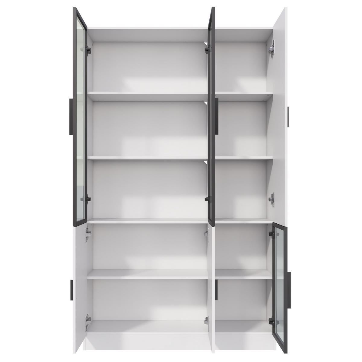 VITRINE 120/35/200 cm aus Holzwerkstoff mit Glas und LED-Beleuchtung Weiß - Weiß, Holzwerkstoff (120/200/35cm) - Modenvie