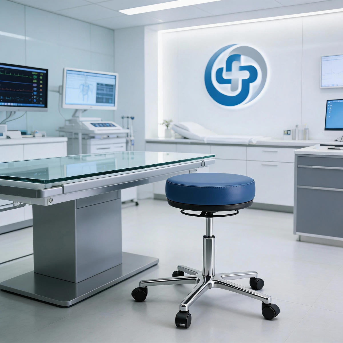 ARBEITSHOCKER Echtleder Blau - höhenverstellbar, 150kg belastbar - Blau, Leder/Metall (58/46/58cm) - Versee