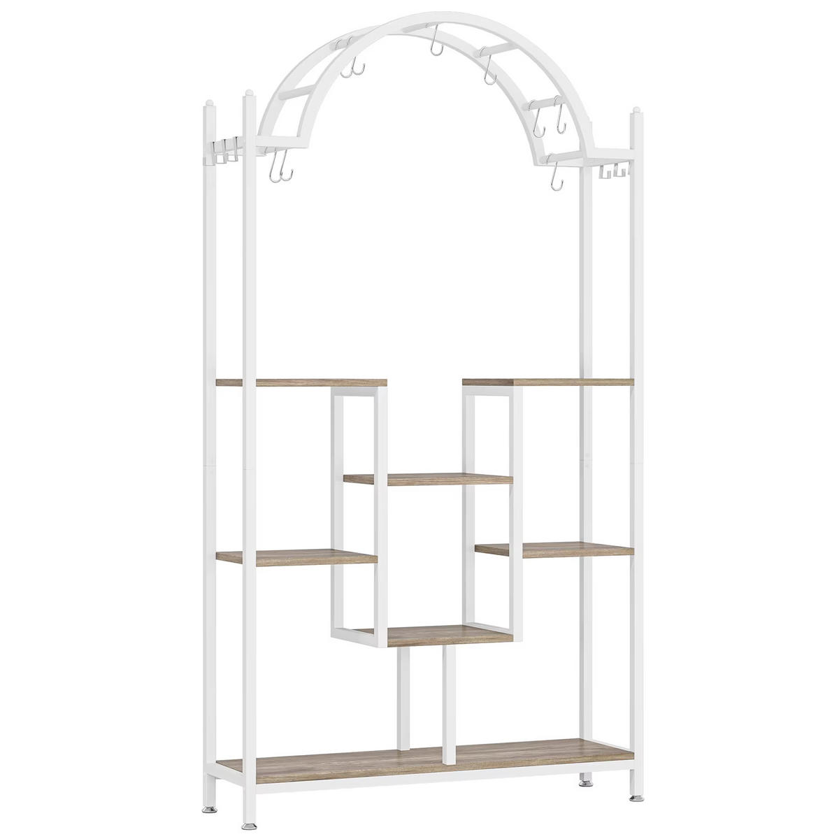 PFLANZENREGAL 5 Ebenen gewölbtes Metallregal mit Haken 190 cm - Weiß, Metall (100/190/30cm) - Kaket