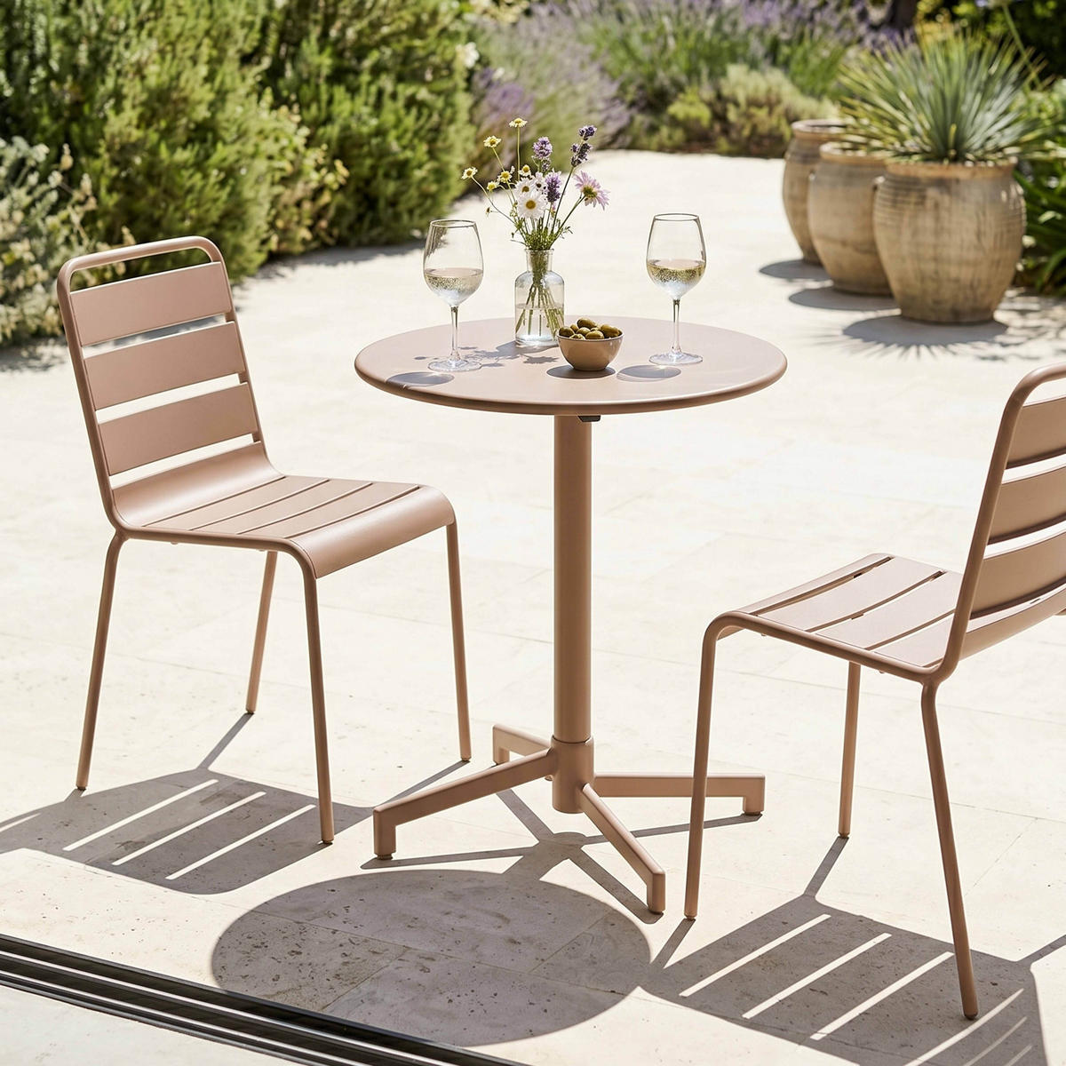 GARTENSET 3-tlg., Taupe - Taupe, Metall - Oviala