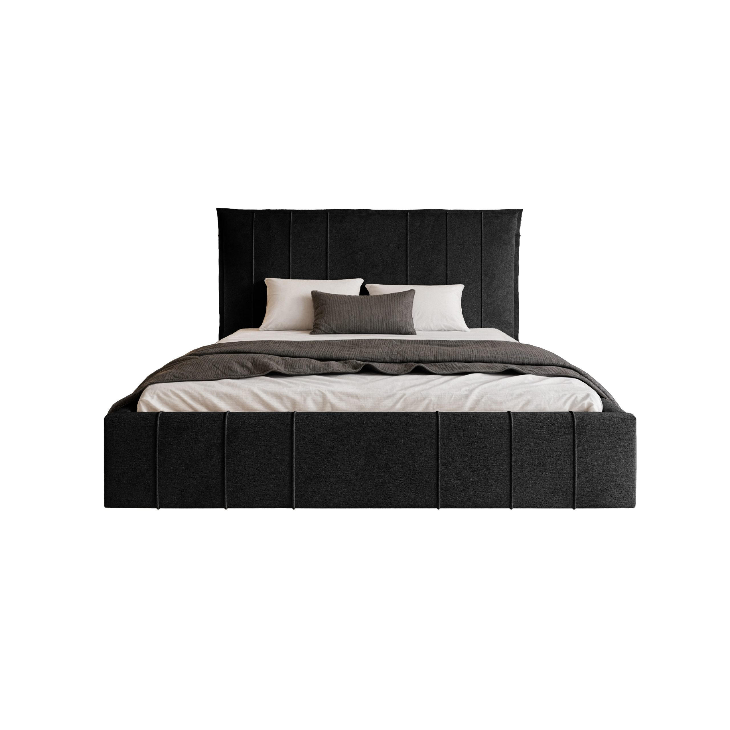 POLSTERBETT Acate 140x200 cm, Schwarz - Schwarz, Textil (140/200cm) - Fedve