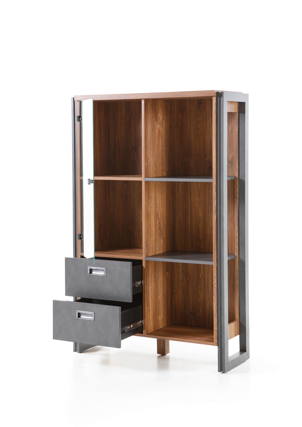 HIGHBOARD I12 Stirling Oak & Matera 90/140/33 cm mit Glastür - Eichefarben, Holzwerkstoff (90/140/33cm) - Livojo